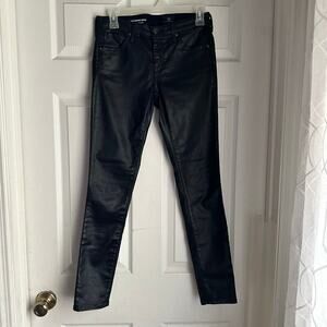 AG Adriano Goldschmied Coated Legging Ankle Jeans Womens 25R Navy Skinny Wax